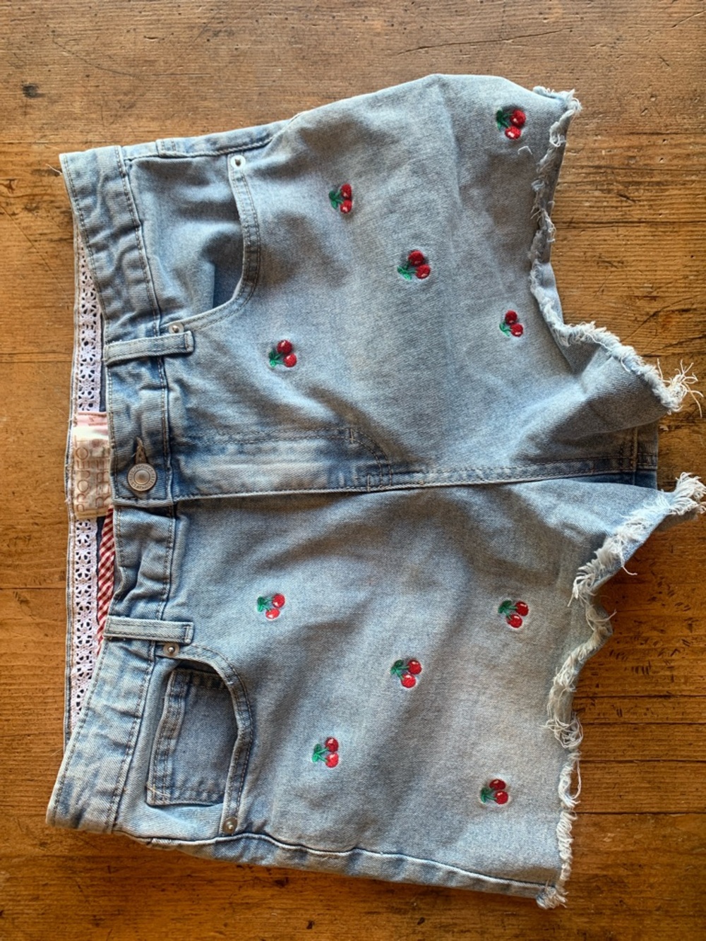 Project Rebel Cherry Embroidered Denim Shorts - Picture 5 of 16